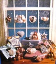 5085 10 CALICO ORNAMNT, BALL,ANGEL,HEART, TREE TOP  STAR PATTERN